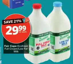Checkers Fair Cape Ecofresh Full Cream/Low Fat Milk offer