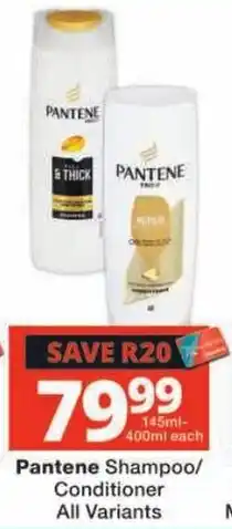 Checkers Pantene Shampoo/Conditioner offer