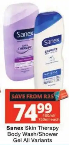 Checkers Sanex Skin Therapy Body Wash/Shower Gel offer