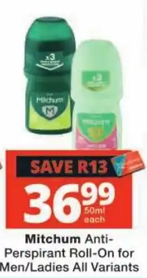 Checkers Mitchum Anti-Perspirant Roll-On offer
