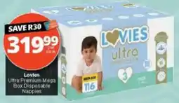 Checkers Lovies Ultra Premium Mega Box Disposable Nappies offer