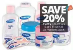 Checkers Purity Essentials Baby Toiletries offer