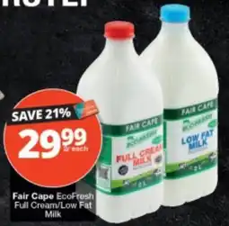 Checkers Fair Cape EcoFresh Full Cream/Low Fat Milk offer