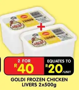 Shoprite GOLDI FROZEN CHICKEN LIVERS 2x500g offer