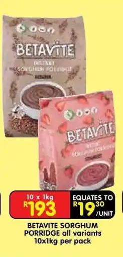 Shoprite BETAVITE SORGHUM PORRIDGE all variants offer