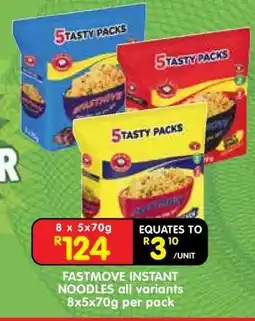 Shoprite FASTMOVE INSTANT NOODLES all variants 8x5x70g per pack offer