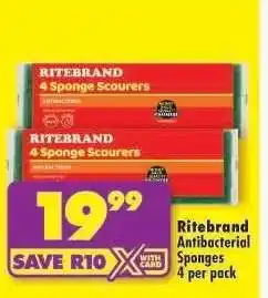 Shoprite Ritebrand Antibacterial Sponges 4 per pack offer