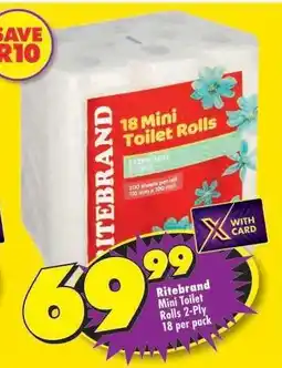 Shoprite Ritebrand Mini Toilet Rolls 2-Ply 18 per pack offer