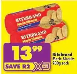 Shoprite Ritebrand Marie Biscuits 200g each offer
