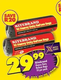 Shoprite Ritebrand Heavy Duty Refuse Bags 10 per pack offer