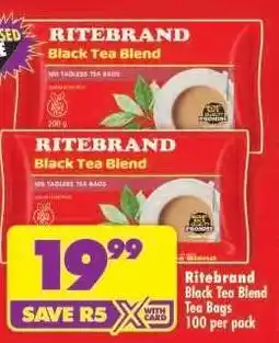 Shoprite Ritebrand Black Tea Blend Tea Bags 100 per pack offer