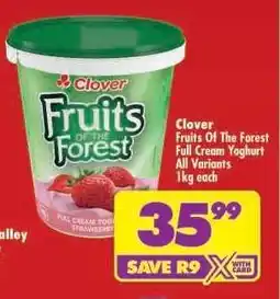 Shoprite Clover Fruits Of The Forest Full Cream Yoghurt All Variants 1kg each offer