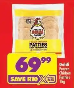 Shoprite GOLDI FROZEN CHICKEN PATTIES 1kg offer