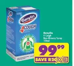 Shoprite Benylin 4 Cough Non-Drowsy Syrup 100ml offer