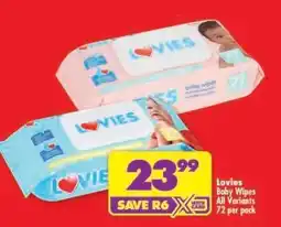 Shoprite LOVIES BABY WIPES offer
