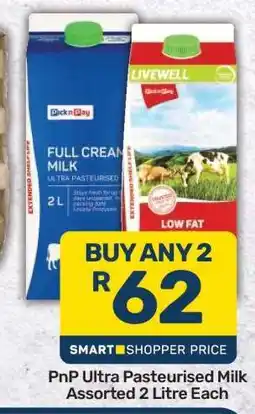 Pick n Pay PnP Ultra Pasteurised Milk Assorted 2 Litre Each offer