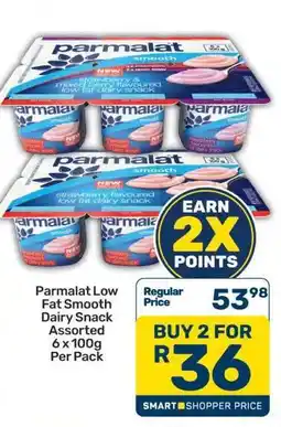 Pick n Pay Parmalat Low Fat Smooth Dairy Snack Assorted 6 x 100g Per Pack offer