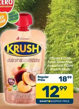 Pick n Pay Clover Krush Fruit Smoothie Assorted 110ml Pouch Each offer