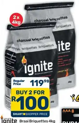 Pick n Pay Ignite Braai Briquettes 4kg offer
