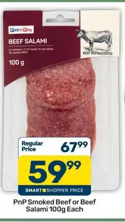 Pick n Pay PnP Smoked Beef or Beef Salami 100g Each offer