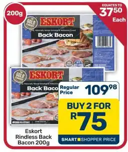 Pick n Pay Hypermarket Eskort Rindless Back Bacon 200g offer