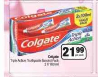 Spar Colgate Triple Action Toothpaste 2 x 100ml offer