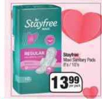 Stayfree Maxi Sanitary Pads 8's / 10's