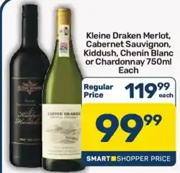 Pick n Pay Kleine Draken Merlot, Cabernet Sauvignon, Kiddush, Chenin Blanc or Chardonnay offer