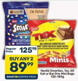 Pick n Pay Nestlé Smarties, Tex, Kit Kat or Bar One Mini Bags offer