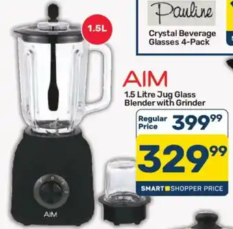 AIM 1.5 Litre Jug Glass Blender with Grinder