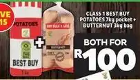 Usave Best buy - class 1 best buy potatoes 7kg pocket + butternut 3kg bag offer
