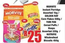Boxer Morvite - instant porridge, corn flakes, cereal puffs, hoops, wholewheat biscuits offer