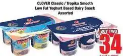 Boxer Clover - classic / tropika smooth low fat yoghurt based dairy snack offer