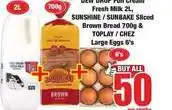 Boxer Full cream fresh milk & sliced brown bread & large eggs offer