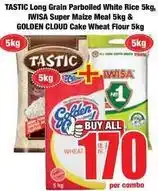 Boxer Tastic - long grain parboiled white rice 5kg, super maize meal 5kg & cake wheat flour 5kg offer