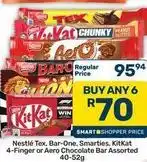 Pick n Pay Hypermarket Nestlé - tex, bar-one, smarties, kitkat 4-finger or aero chocolate bar offer