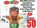 Boxer Sasko - full cream fresh milk & sliced brown bread & large eggs offer