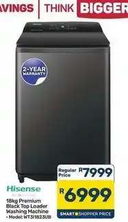 Pick n Pay Hypermarket Hisense - 18kg premium black top loader washing machine - model: wt311823ub offer