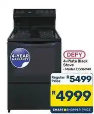 Pick n Pay Hypermarket Defy - 4-plate black stove dss694x offer