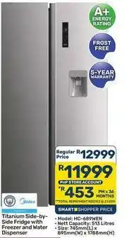 Pick n Pay Hypermarket Total - titanium side-by-side fridge with freezer and water dispenser offer