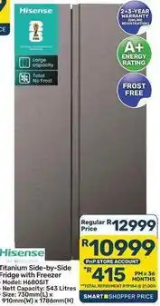 Pick n Pay Hypermarket Hisense - titanium side-by-side fridge with freezer offer