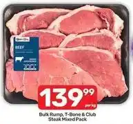Pick n Pay Bulk rump, t-bone & club steak mixed pack offer