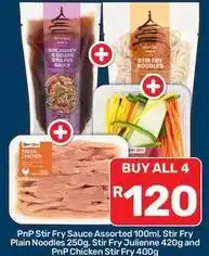 Pick n Pay Pnp stir fry sauce assorted, stir fry plain noodles, stir fry julienne, chicken stir fry offer
