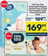 Pick n Pay Jumbo - disposable nappies pack or gold care pack nappies value pack assorted per pack offer
