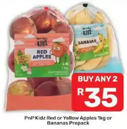 Pick n Pay PnP Kidz Red or Yellow Apples 1kg or Bananas Prepack offer