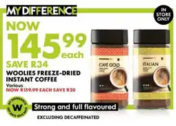 Woolworths Woolies Freeze-Dried Instant Coffee offer