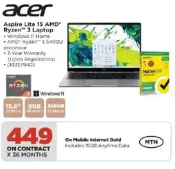 HiFi Corp Acer Aspire Lite 15 AMD Ryzen 3 Laptop offer