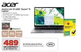 Acer Aspire Lite 15 AMD Ryzen 5 Laptop