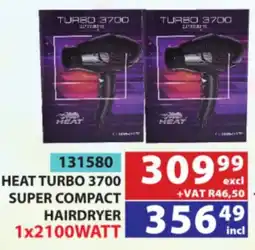 Arrow Cash And Carry HEAT TURBO 3700 SUPER COMPACT HAIRDRIER offer