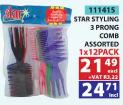 Arrow Cash And Carry STAR STYLING 3 PRONG COMB Assorted offer